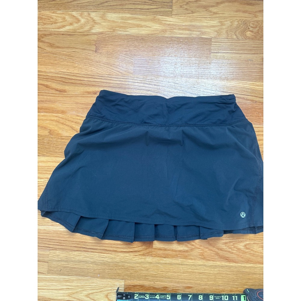 Lululemon Pace Setter Skirt Black Pleated Running Tennis Skort Size 8